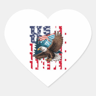 Pegatina En Forma De Corazón Águila estadounidense de águila con bandera de los