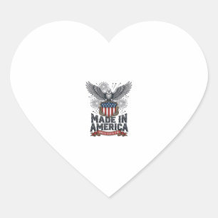 Pegatina En Forma De Corazón Águila Patriótica Hecha en América Vintage