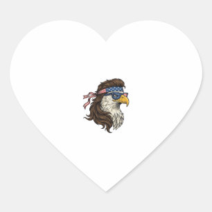 Pegatina En Forma De Corazón Águila Patriótica Mullet Grabado Vintage Vector De