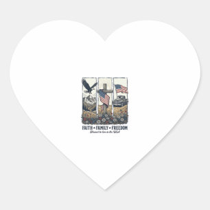 Pegatina En Forma De Corazón Águila patriótica vintage de fe, familia y liberta