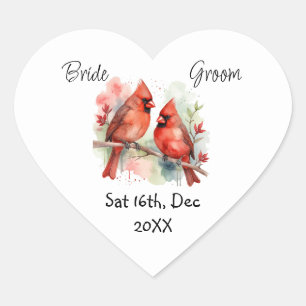 Pegatina En Forma De Corazón Ahorro de Boda Personalizado Navidad Cardenal