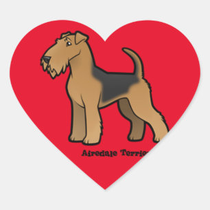 Pegatina En Forma De Corazón airedale terrier