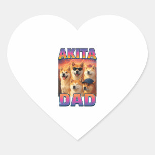 Pegatina En Forma De Corazón akita