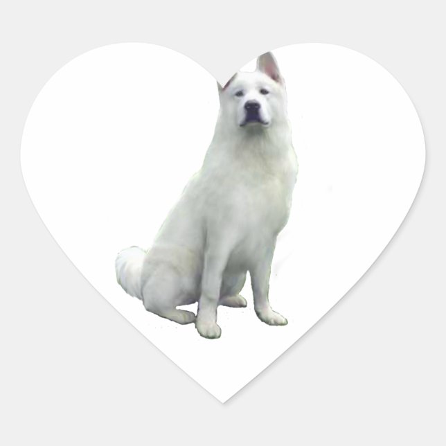 Pegatina En Forma De Corazón Akita - Blanco (Anverso)
