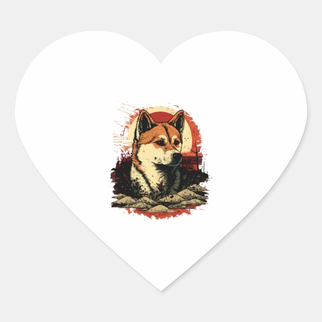 Pegatina En Forma De Corazón Akita Inu Dog (Anverso)
