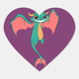 Pegatina En Forma De Corazón Alas de Dragón, Dibujo Animado Lindo