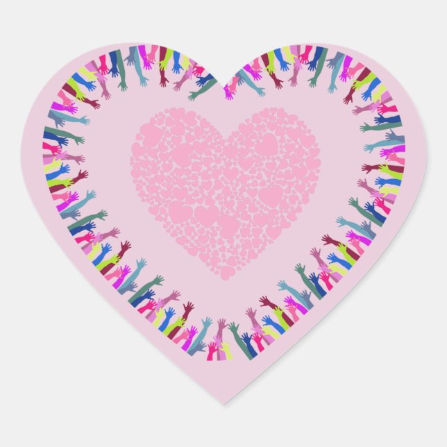 Pegatina En Forma De Corazón Alcanzar el amor (Anverso)