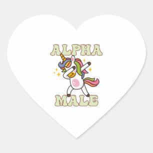 Pegatina En Forma De Corazón Alfa macho Irono Unicornio 1