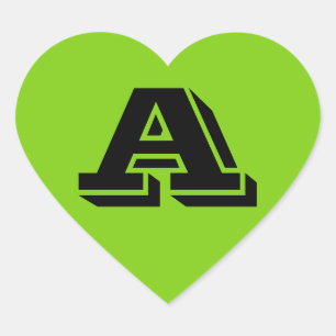 Pegatina En Forma De Corazón Alfabeto de Janz Capital Letra A Yellow Green
