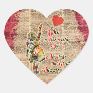 Pegatina En Forma De Corazón Alicia, cita enojada del collage del vintage del