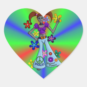 Pegatina En Forma De Corazón Alien Hippy Heart