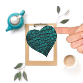 Pegatina En Forma De Corazón Alligator Verde azulado Faux Leather