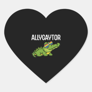 Pegatina En Forma De Corazón Allygaytor Rainbow Sunglass Alligator Animal LGBT