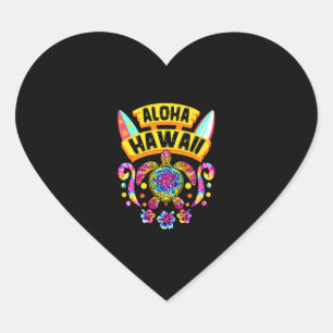 Pegatina En Forma De Corazón Aloha Hawaii Tortugas Retro Summer Dad