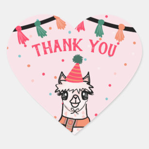 Pegatina En Forma De Corazón Alpaca Cactus Fiesta Cumpleaños