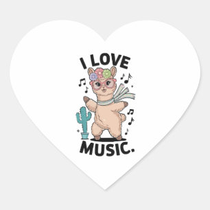 Pegatina En Forma De Corazón Alpaca love music