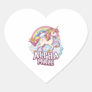 Pegatina En Forma De Corazón Alpha Male Unicorn