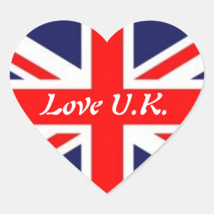 Pegatina En Forma De Corazón Ama la bandera británica de la bandera de la uni
