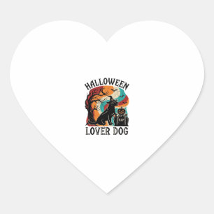 Pegatina En Forma De Corazón Amante de Halloween Perro Sombrero de Bruja Tumba
