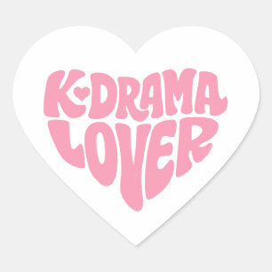 Pegatina En Forma De Corazón Amante de Kdrama Tipografía Moderna Minimalista Ro