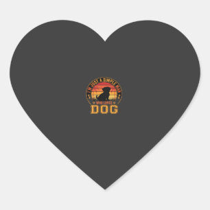 Pegatina En Forma De Corazón Amante de los Perros Hombre Simple Retro Atardecer
