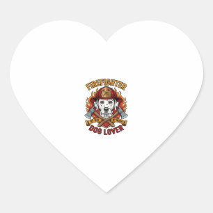 Pegatina En Forma De Corazón Amante de Perros Bombero Dálmata Hacha Casco de Fu