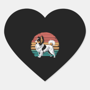 Pegatina En Forma De Corazón Amante del perro Papillon animal retro vintage Pap