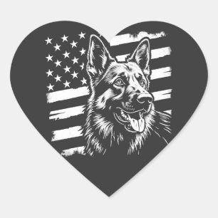 Pegatina En Forma De Corazón Amante del Perro Pastor Alemán Bandera Americana E