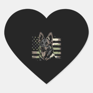 Pegatina En Forma De Corazón Amante del perro pastor alemán bandera estadounide
