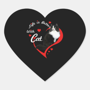 Pegatina En Forma De Corazón Amantes del gato Amar La Vida Mejor Con El Propi