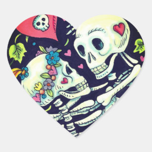 PEGATINA EN FORMA DE CORAZÓN AMANTES ENTRE LA MARCHA, EMBARAZO DE ESQUELETAS DE
