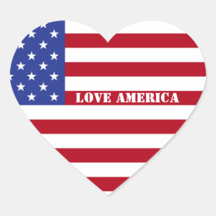Pegatina En Forma De Corazón Amar a América-Estrellas y Rayas
