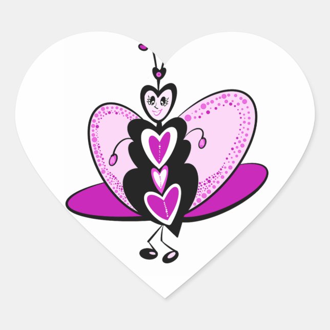 Pegatina En Forma De Corazón Amar a la mariposa Valentine (Anverso)