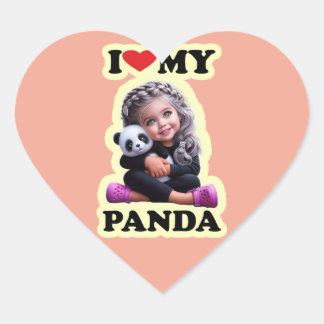 Pegatina En Forma De Corazón Amar a mis Pegatinas del corazón de panda
