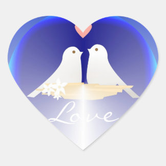 Pegatina En Forma De Corazón Amar el corazón con los pequeños pájaros Pegatina