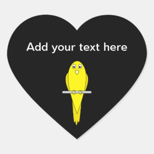 Pegatina En Forma De Corazón Amarillo patito. Canario. En negro.