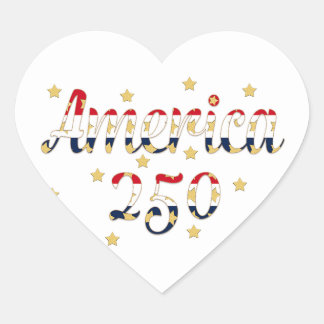 Pegatina En Forma De Corazón América 250 rojo blanco azul dorado