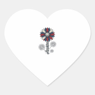 Pegatina En Forma De Corazón América Patriótica Flor Fuegos Artificiales Diseño
