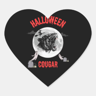 Pegatina En Forma De Corazón american cougar on halloween night with crows