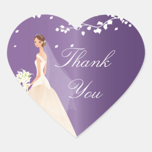 Pegatina En Forma De Corazón Amethyst Purple Bride Brida Bridal Shower Hearker