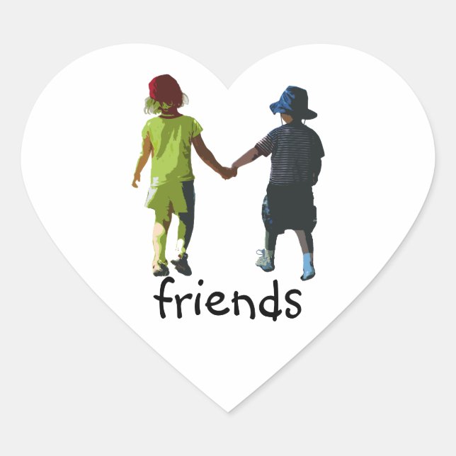 Pegatina En Forma De Corazón amigos (Anverso)