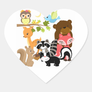 Pegatina En Forma De Corazón Amigos de los bosques