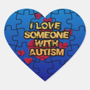 Pegatina En Forma De Corazón Amo A Alguien Con Pegatinas Del Corazón Del Autism