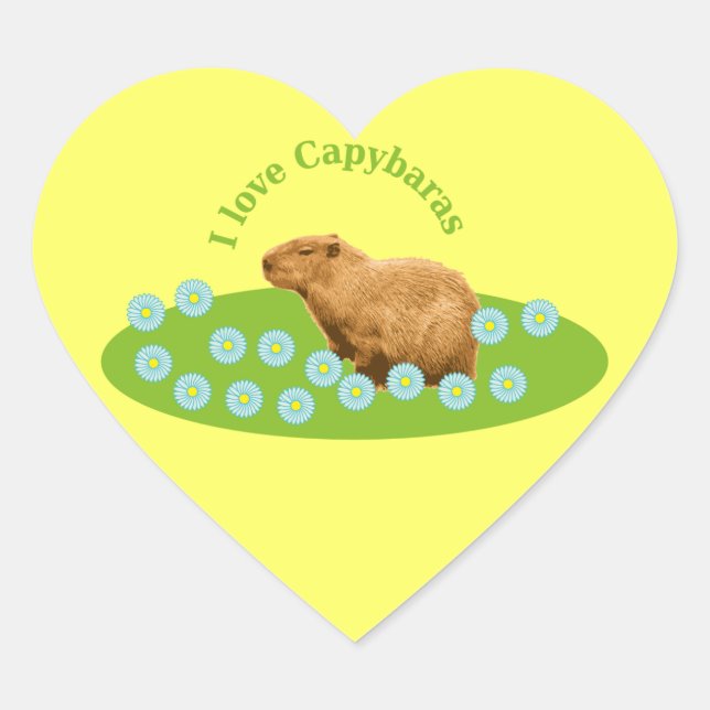 Pegatina En Forma De Corazón Amo a los carpinchos (Anverso)