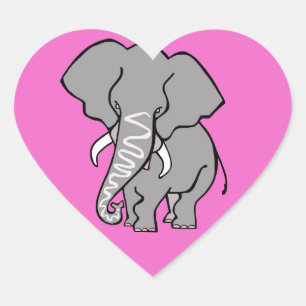 Pegatina En Forma De Corazón Amo a los ELEFANTES - Vida salvaje - Naturaleza - 