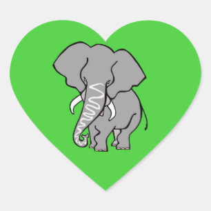 Pegatina En Forma De Corazón Amo a los ELEFANTES - Vida salvaje - Verde