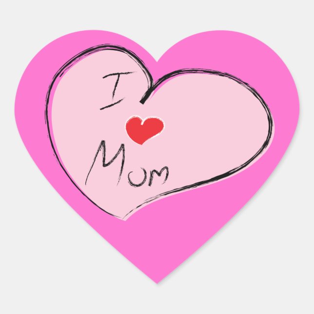 Pegatina En Forma De Corazón Amo A Mamá (Anverso)