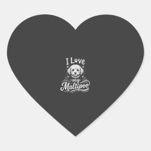 Pegatina En Forma De Corazón Amo a mi amante del perro Maltipoo