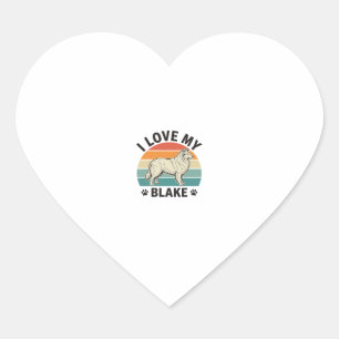 Pegatina En Forma De Corazón Amo a mi perro Blake Diseño de grabado retro_1