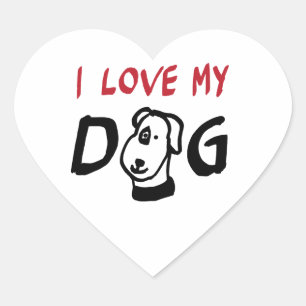 Pegatina En Forma De Corazón Amo a mi perro con ilustracion de perro